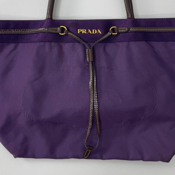 Prada Tessuto Nylon Jacquard Logo Tote in Viola Purple 16"x10" Shoulder Tote Bag - Picture 3 of 16